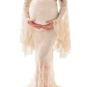 Chic Cream Lace Long Sleeve Dress